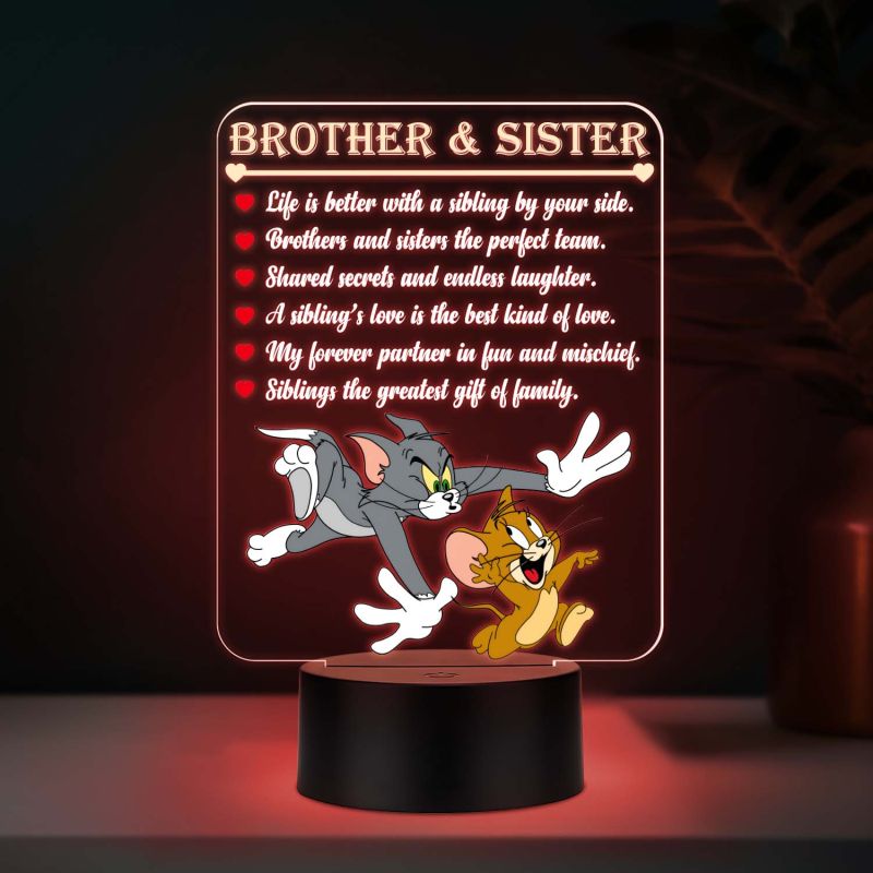 Brother Sister UV Print Multicolor LED Night Lamp – Tom & Jerry Acrylic Light